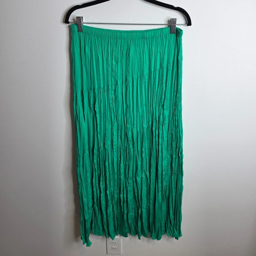 Chico's Crinkle Pleated Maxi Skirt Womens 1 (Medium)